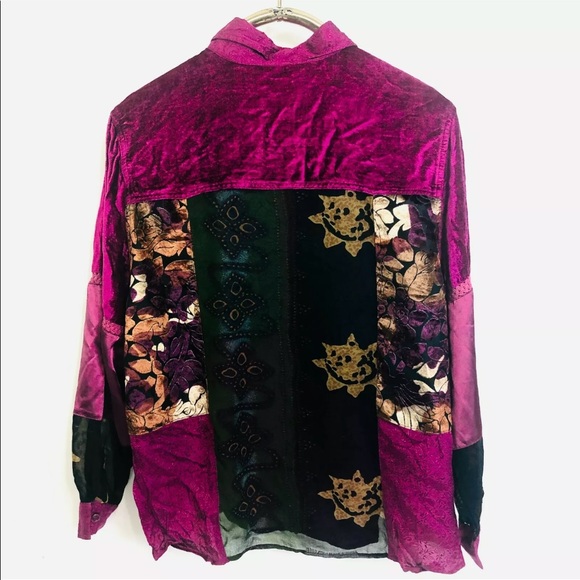 Vintage Velvet Blouse Sheer Brocade Burn Out Size 20 - Picture 8 of 12